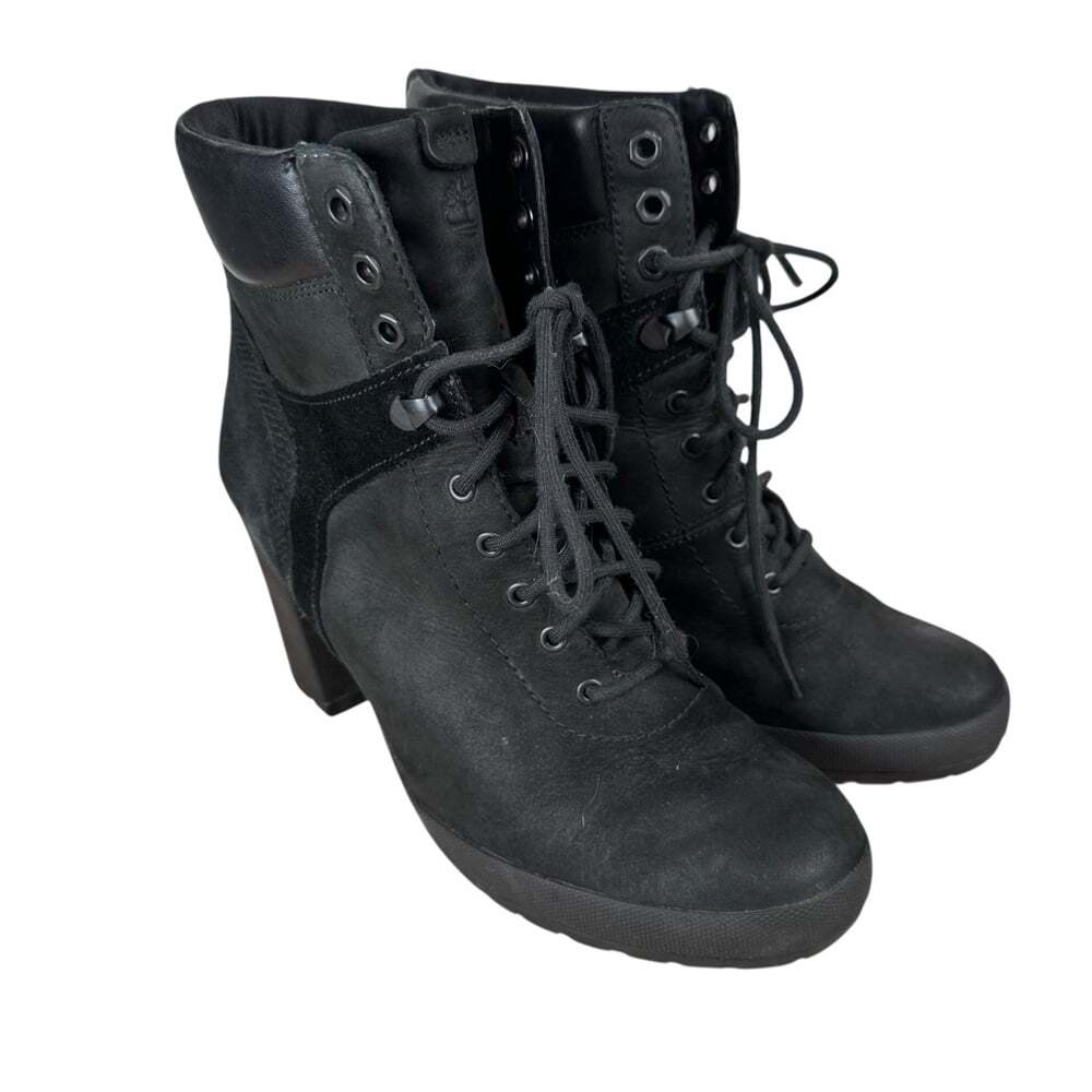 Allington Women’s Black Mid Lace-Up Boots Size 9 Chunky Heel Streetcore Chiccore